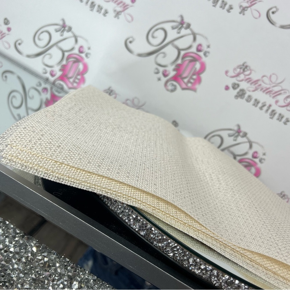 6 placemats sparkly shimmer sequins Elegant Cream Fabric Rhinestone Trim